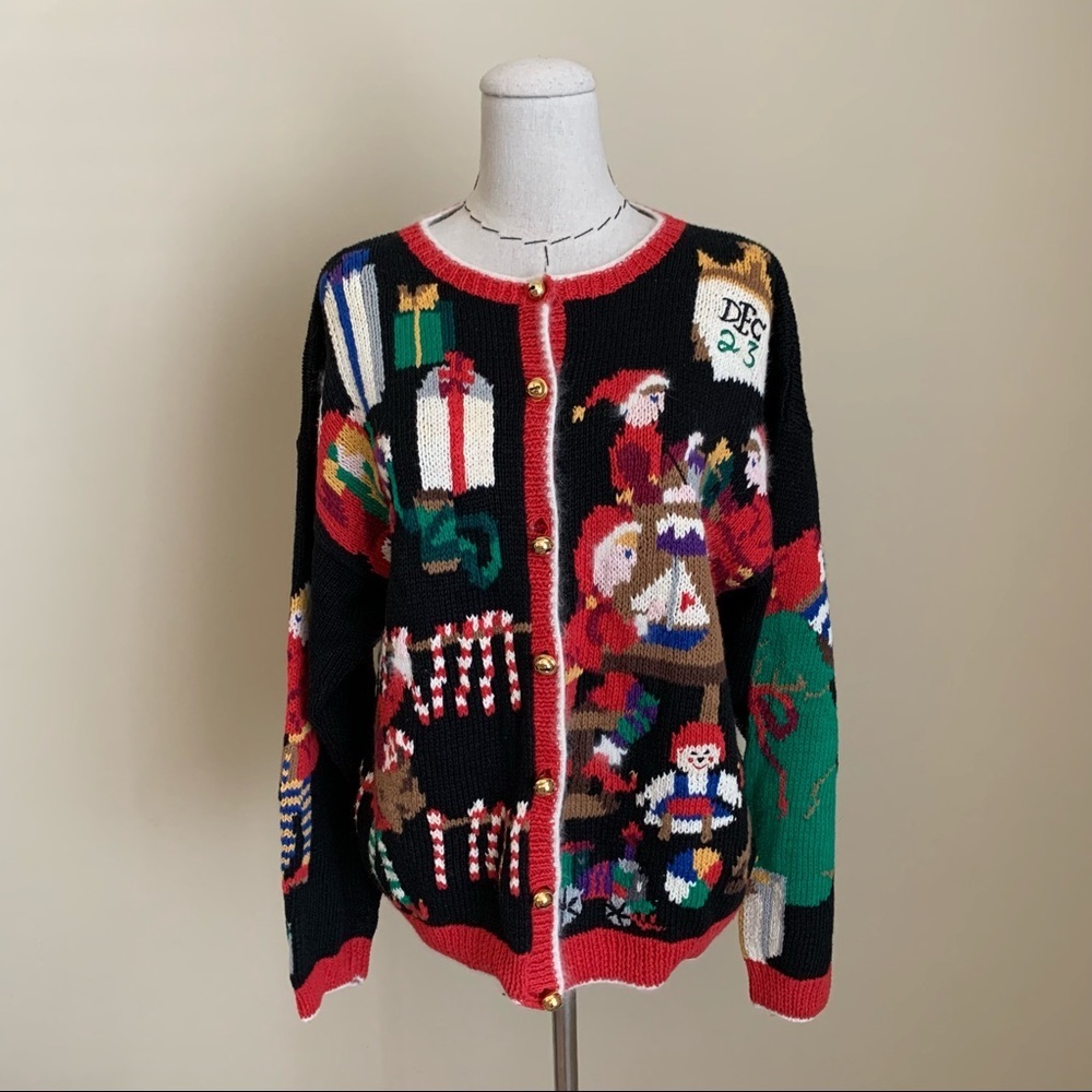 Design Options Santa Elves Days Christmas Xmas Holiday Cardigan Sweater